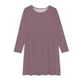 thumbnail image 6 of Cowsor Girls' Solid Color A-Line Dress – Long Sleeve (4-14Y), 6 of 7