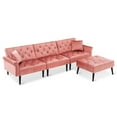 thumbnail image 2 of Ivinta Modern Convertible Sofa Couch, Sectional Sleeper Sofa Bed Upholstered with Ottoman for Living Room,Velvet Pink, 2 of 8
