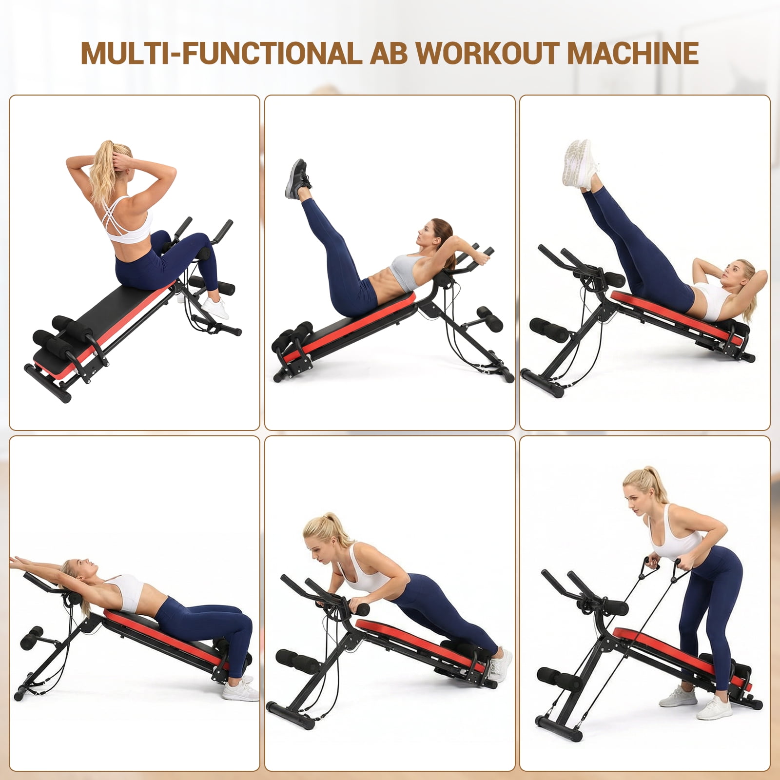 Accreate 2-in-1 Adjustable Ab Bench & Core Trainer, 330 lbs Capacity, LCD Display, Collapsible Design for Push Ups, Leg Raises, Ab Roller, Home Gym