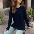 thumbnail image 7 of Busydd Womens Tops Fall Trendy Solid Color Ribbed Crewneck Sweatshirt Casual Versatile Long Sleeve Tops for Women XL, 7 of 7