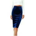 thumbnail image 2 of YTCAMLO Knee Length Pencil Skirts for Women Trendy Elegant Bodycon Skirts Slim Fit Velvet Skirts Stretch Office Work Midi Skirt, Blue L, 2 of 8