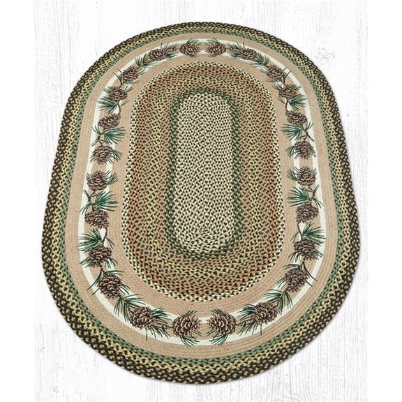 4 x 6 ft. Jute Oval Needles & Cones Patch