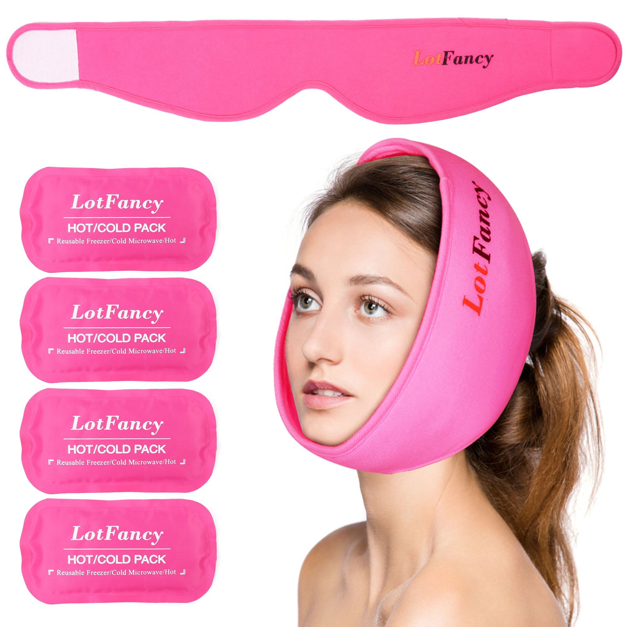 LotFancy Face Ice Pack Wrap with 4 Hot Cold Therapy Gel Packs for