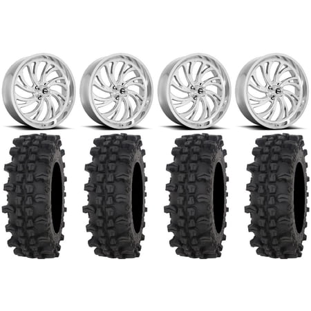 Fuel Kompressor Polished 20 Wheels 35 ACP Tires Kawasaki Mule Pro FXT