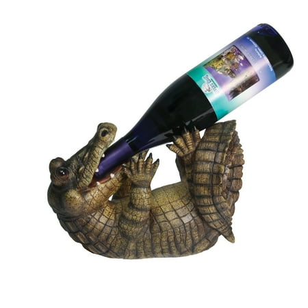 

Rivers Edge Products Wine Bottle Holder for 750ml Standard Wine Bottle Hand-Painted Poly Resin Kitchen Decor Unique and Rustic Home Decor for Countertop or Wine Bar Alligator
