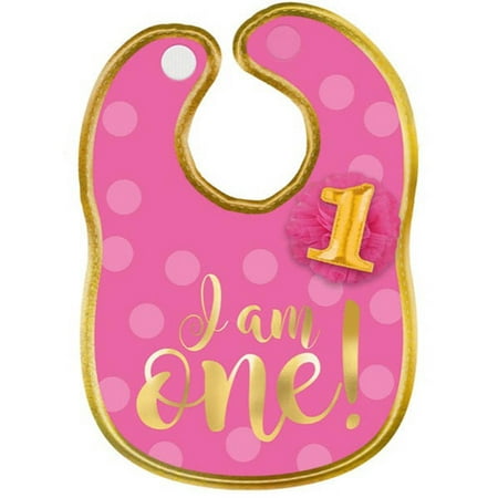 Personalized 1st Birthday Bib - 1st Birthday 'Pink and Gold' Fabric Bib (1ct)