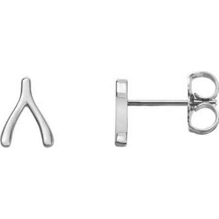 Sterling Silver Wishbone Earrings Metal Fashion Finished (Pair)