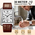 thumbnail image 4 of SKMEI Retro Classic Square Watches for Men Quartz Analog Waterproof Watch Leather Business Casual Mens Wrist Watch, 4 of 8