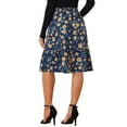 thumbnail image 3 of INSPIRE CHIC Women's Skirts Knee Length Elastic Waist A-Line Flowy Tiered Ruffle Floral Skirt XS Dark Blue, 3 of 6