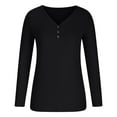 thumbnail image 3 of IROINNID Womens Long Sleeve V-Neck Shirts Home Loose T-shirt Autumn Blouse Pullover Tops,Black, 3 of 5