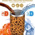 thumbnail image 3 of Leopard Print 30oz Handheld Travel Tumbler with Handle – Double Wall Stainless Steel Insulated Cup, Flip Straw Lid, Leak-Proof & BPA-Free for Hot and Cold Drinks – Durable Coffee & Juice Mug White, 3 of 6