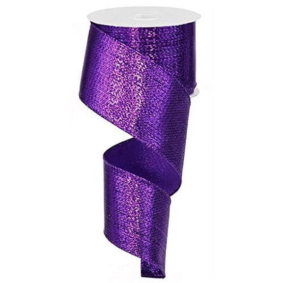Metallic Wired Edge Ribbon - 10 Yards (Purple, 2.5 Inch)