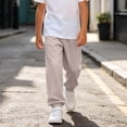 thumbnail image 2 of HAOTAGS Boys Casual Jogger Pants Soft Breathable Modal Elastic Waist Sweatpants With Elastic Cuffs Beige Size 16, 2 of 10