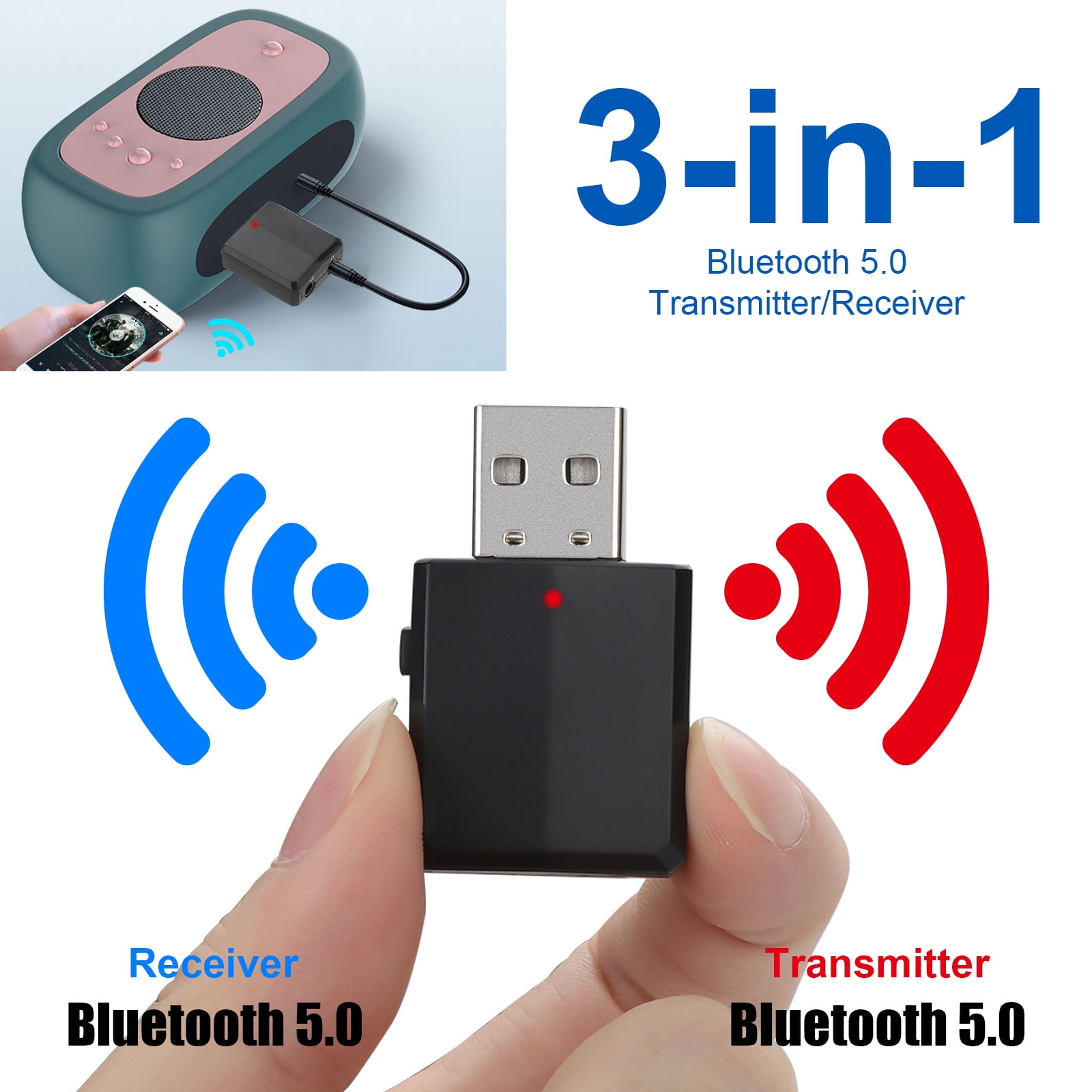 Bluetooth 5.0 Audio Transmitter Receiver, EEEkit 3 in 1 Portable ...