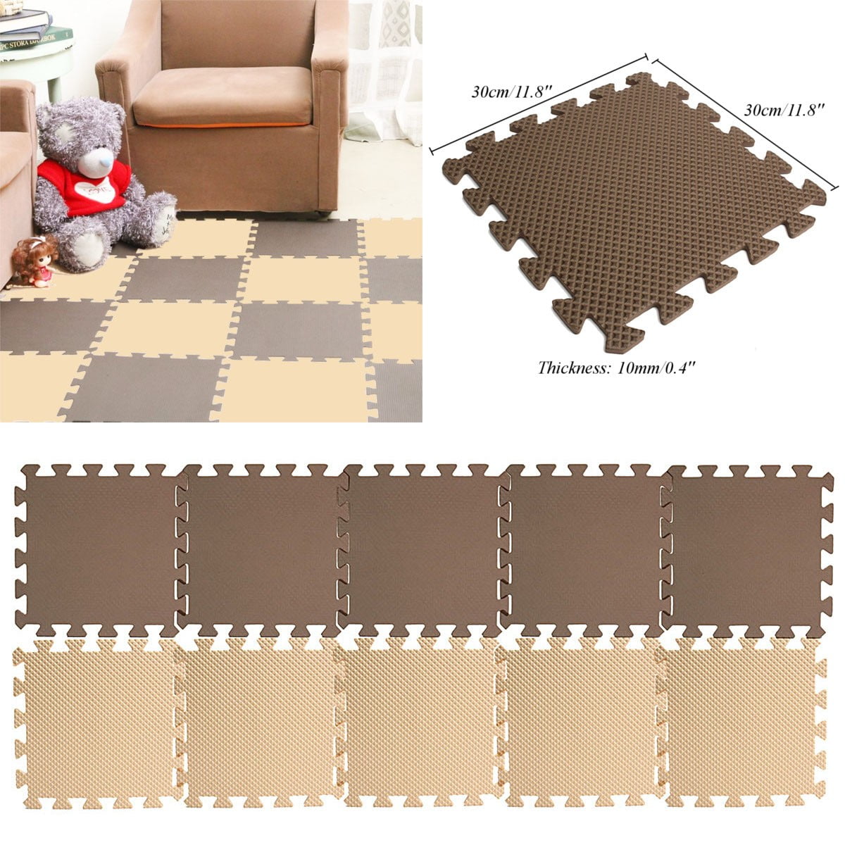 10/20/30x Eva Foam Puzzle Exercise Play Mat Interlocking Floor Soft Tiles 12''