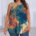 thumbnail image 4 of Homenesgenics Tank Tops for Women Plus Size Summer Floral Printed T-Shirt Home & Leisure Round Neck Tank Top,Sleeveless Tunic Tops Blue XXXXL, 4 of 7