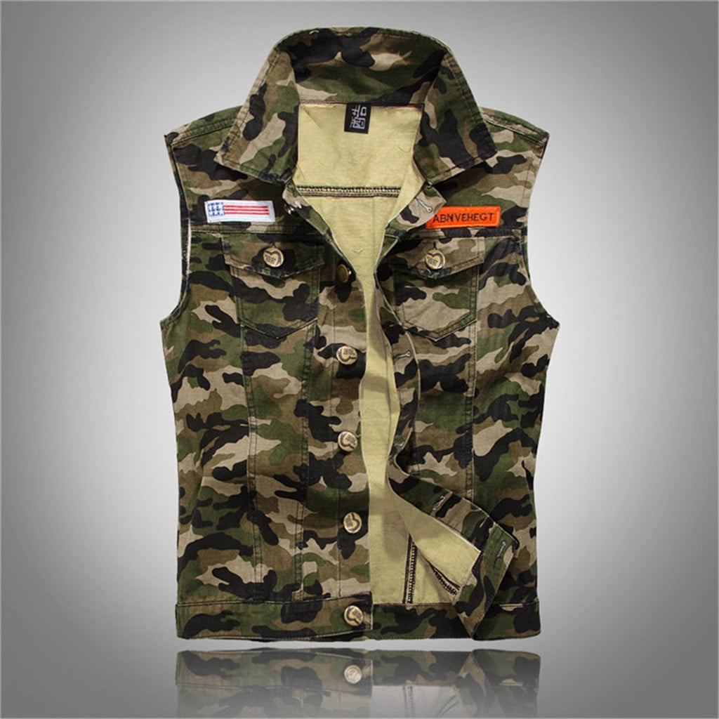 Miarhb Men's New Fashion Denim Vest Casual Cowboy Jacket in Shoulder Blouse, Size: 3XL