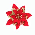 thumbnail image 2 of 15 Pièces Paillettes Poinsettia Fleurs Artificielles Décorations Arbre Ornements Paillettes Rouges Or, 2 of 11