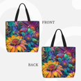 thumbnail image 2 of Fuzoiu Psychedelic Sunflowers Print Durable Tote Bag,Shoulder Bag with Zipper Closure,Casual Tote's Handbag,for Daily Use, Shopping, School, Work, 2 of 7