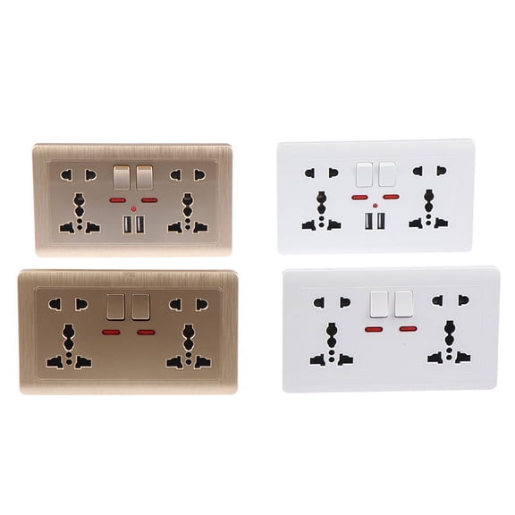 Wall Power Socket Universal 5 Hole 2.1A Dual USB Charger Port Socket