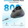 thumbnail image 3 of 2.4GHz Ergonomic Mouse, Wireless Bluetooth Vertical Mouse for Work, 4800 DPI Optical Tracking, 5 Adjustable DPI, Quiet Clicks, RGB Light, Compatible with Computer, Laptop, PC, Mac, Desktop - Gray, 3 of 4