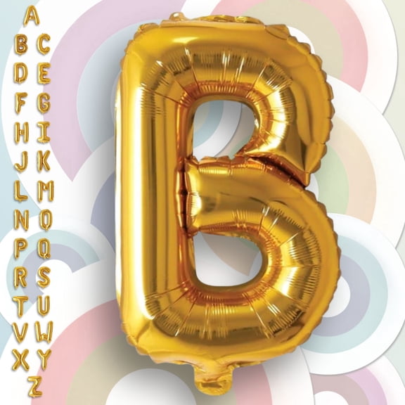 Gold Letter B Mylar Foil Balloon 32" - Helium or Air Inflatable Metallic Balloons for Birthday, Wedding Anniversary, Graduation, Corporate Party Decor