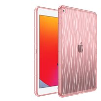 ELEHOLD Clear Case for iPad 9th/8th/7th Generation 10.2" 2021/2020/2019, with Ripple Design Transparent Anti-Yellowing Slim Lightweight Soft Shockproof Case for iPad 10.2 inch,Pink