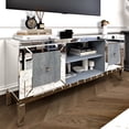 thumbnail image 2 of 65-Inch Mirrored TV Stand with Crushed Diamond Glass Doors - Modern Entertainment Center for Living Room, Adjustable Storage Console Table, 2 of 9