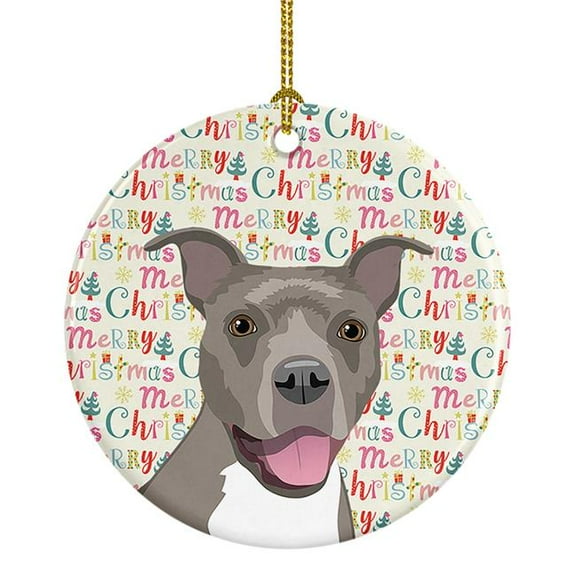 2.8 x 2.8 in. Unisex Pit Bull Blue No.1 Christmas Ceramic Ornament