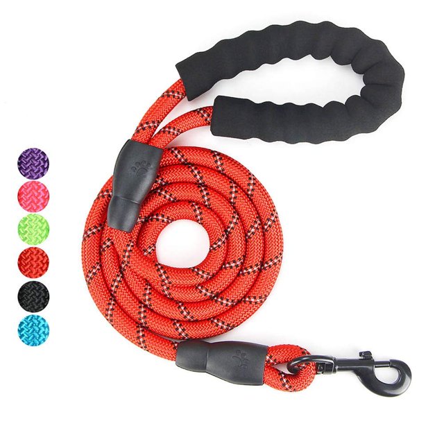 Dog Leash with Comfortable Padded Handle and Highly Reflective Threads Dog Leashes for Medium and Large Dogs -Red