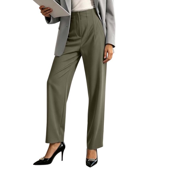 ClodeEU Women's High Waist Straight Leg Dress Pants, Casual Loose Business Trousers ,Women's S-XXXL