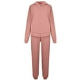 thumbnail image 7 of Women's 2 Piece Outfits Casual Long Sleeve Hoodies Baggy Straight Leg Sweatpants Lounge Workout Tracksuits Light pink 3XL, 7 of 7