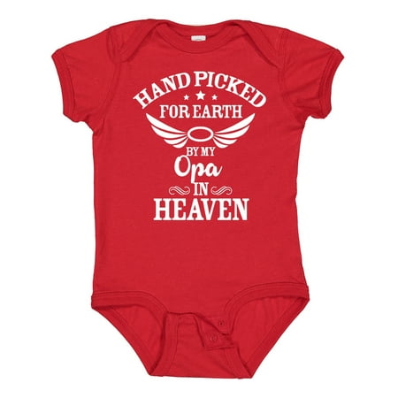 

Inktastic Handpicked for Earth by My Opa in Heaven with Angel Wings Gift Baby Boy or Baby Girl Bodysuit