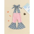 thumbnail image 2 of Bagilaanoe 4th of July Jumpsuit for Toddler Baby Girl Sleeveless Stripes Print Romper Overalls 12M 18M 24M 3T 4T 5T Kids Long Flared Pants Independence Day Clothes, 2 of 8
