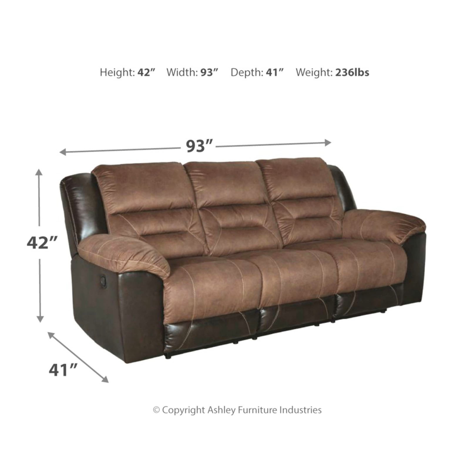 Ashley Furniture Earhart Modern Reclining Sofa Faux Leather and Fabric Couch in Slate Walmart