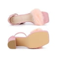 thumbnail image 5 of INSPIRE CHIC Women's Platform Ankle Strap Faux Fur Square Toe Chunky Heels Sandals Pink 11, 5 of 8