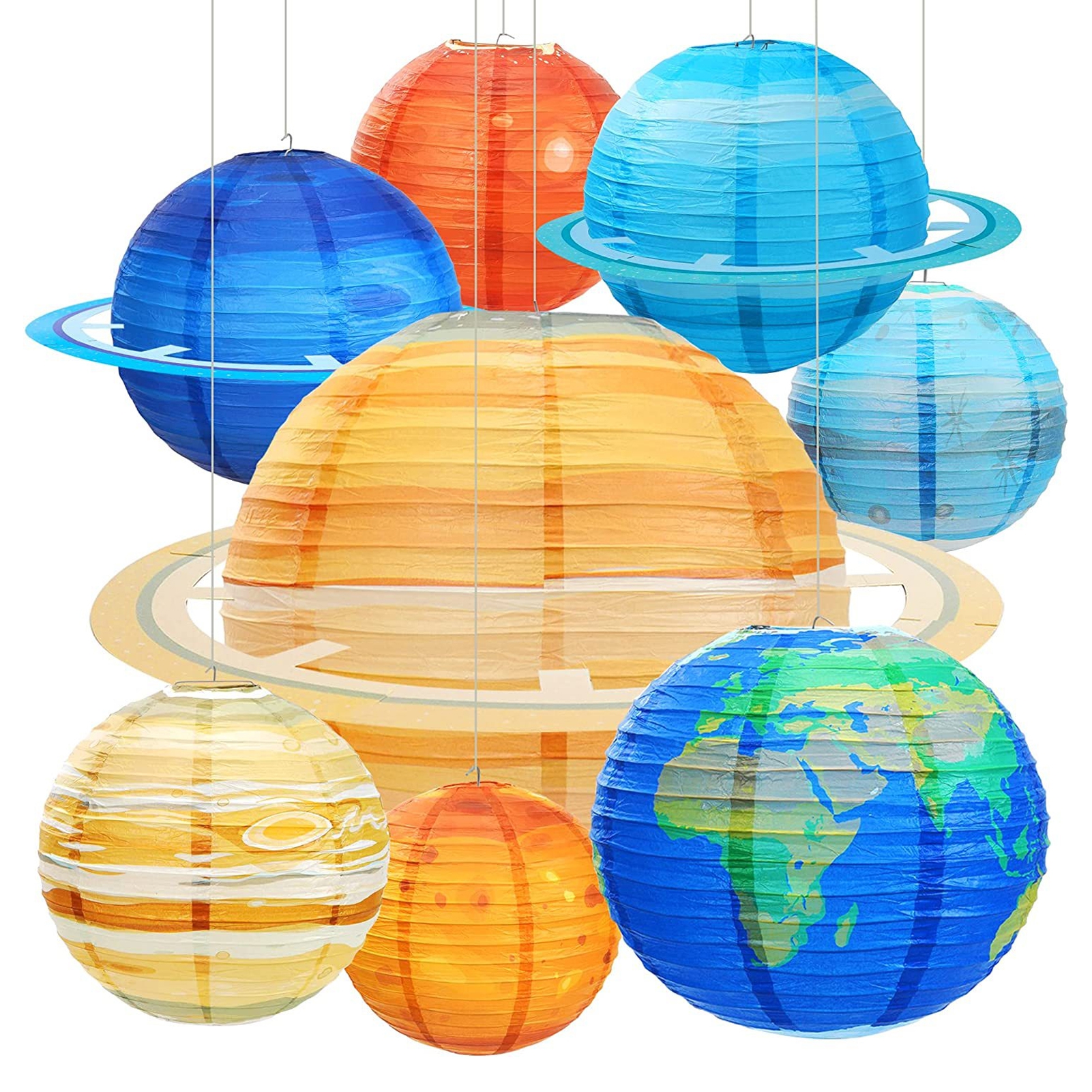 Hadanceo 8Pcs Outer Space Theme Paper Lanterns Solar System