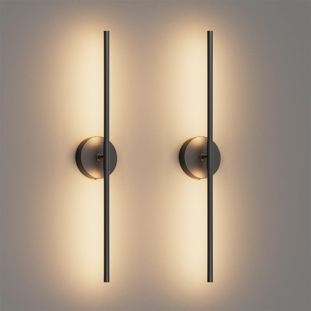 Aplique de pared Coinmit de 71 cm negro, cableado, LED 3000K, paquete de 2