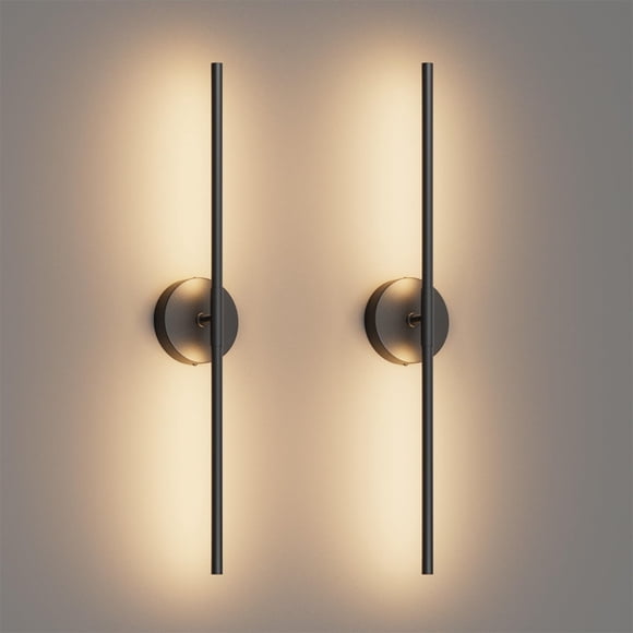 Aplique de pared Coinmit de 71 cm negro, cableado, LED 3000K, paquete de 2