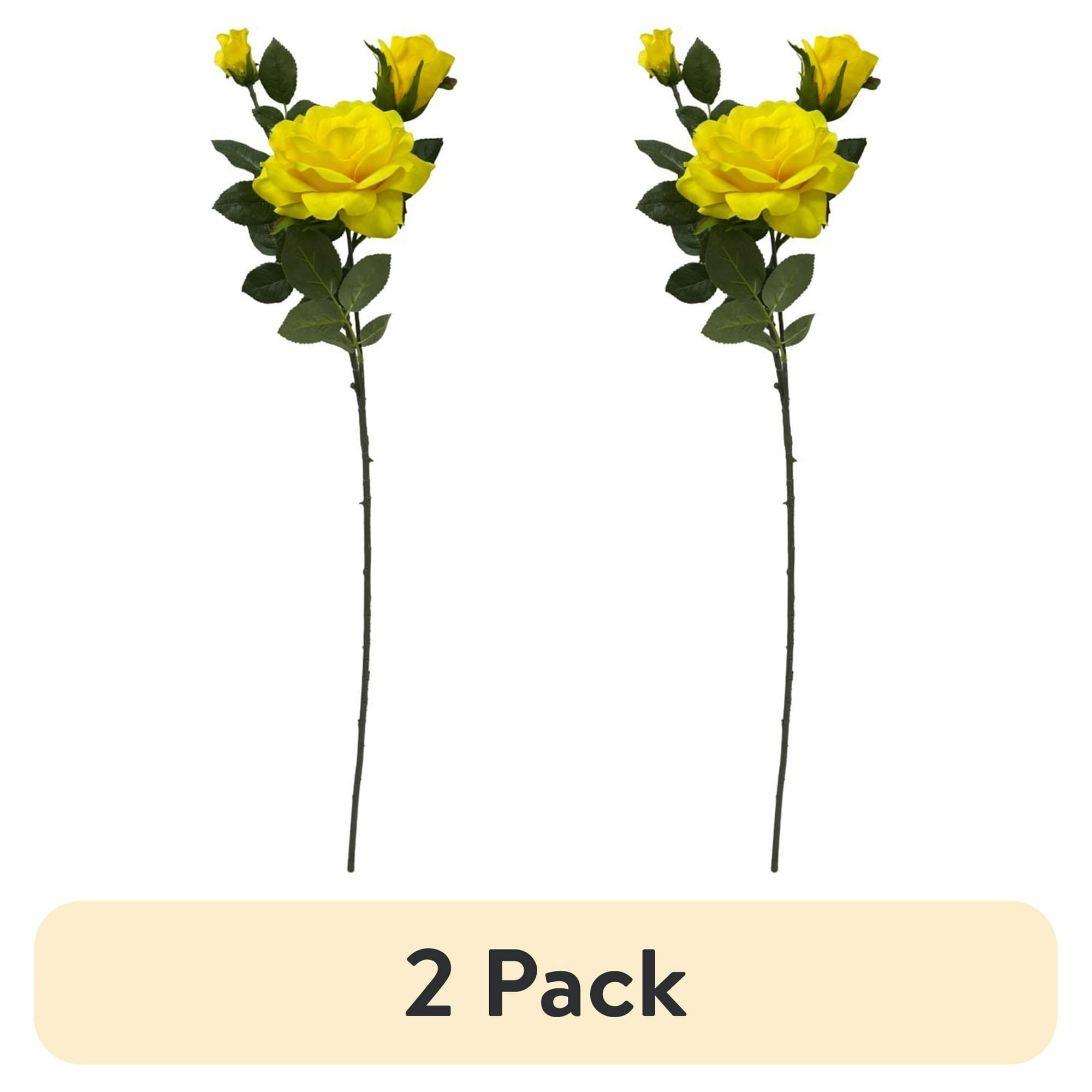 (2 pack) Mainstays 31 in Artificial Yellow Rose Flower Stem for Indoor Decoration