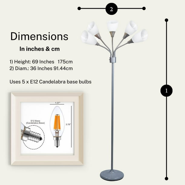 Medusa Multi Head Floor Lamp with 5 Adjustable White Acrylic