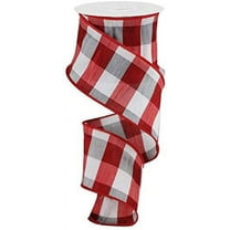 Red Gingham Wired Edge Ribbon - 2 1/2 Inch x 10 Yards, Red & White Buffalo Plaid, Valentine's Day, 4th of July, Christmas, Wreath