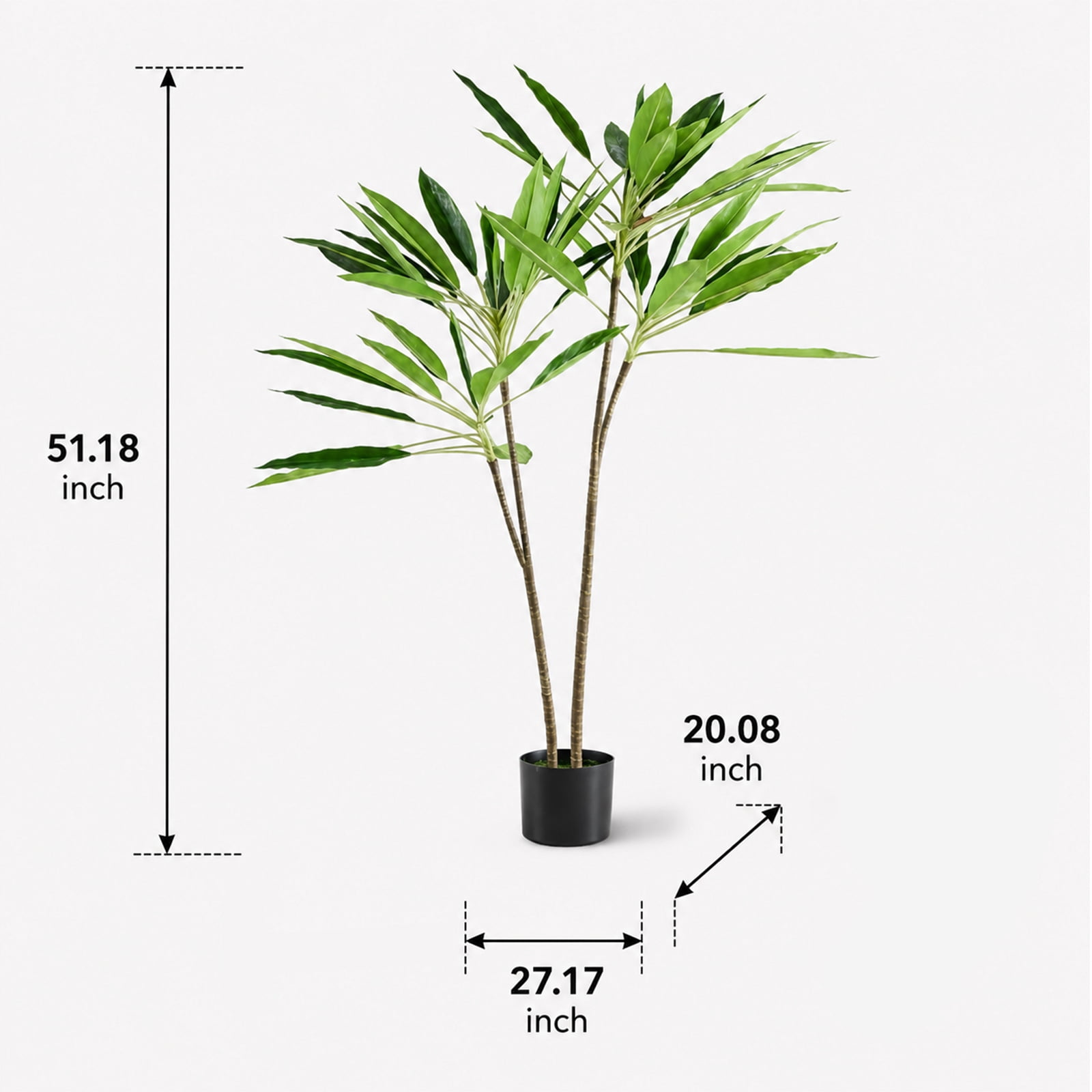 Alvantor 4.25ft Artificial Palm Tree with Realistic Leaves and Trunks for Indoor Outdoor Decor
