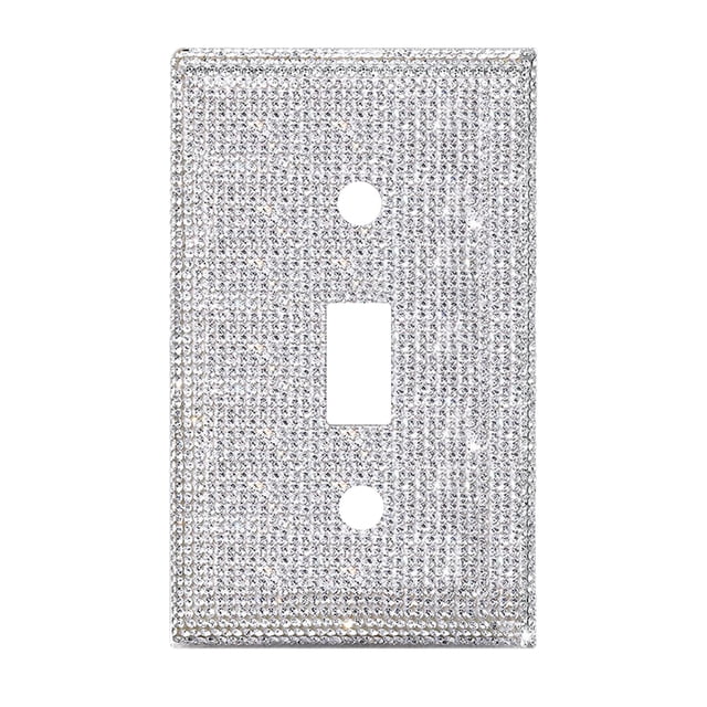 Sparkling Crystal Wall Switch Plate Cover, Rhinestone Bling Light Switch Decor for Girls Room, Dressing Area, Vanity, Standard Us Size, Screw Included, 1 Set of Switch Cover with Screws
