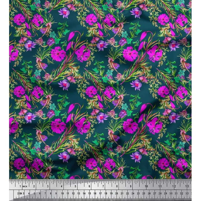 Soimoi Rayon Tissu Feuilles & Azalée Tissu Imprimé Floral par la Cour 42 Pouces de Large