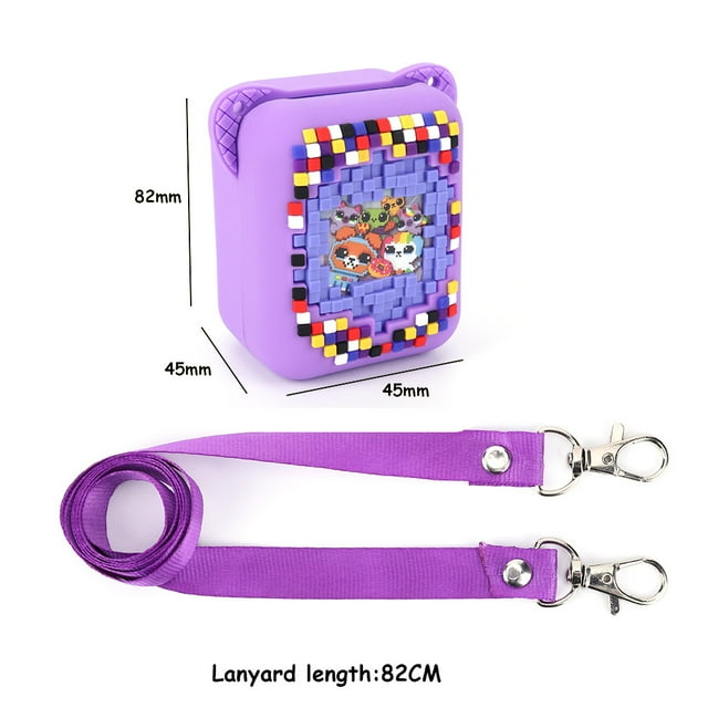 For Bitzee Digital Pet Machine Interactive Virtual Toy EVA Travel Carrying Case With Lanyard&Hand Strap Waterproof Portable Bags Purple02