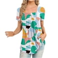 thumbnail image 1 of Blusa con estampado de manga corta y cuello cuadrado informal cómoda a la moda para mujer OAVQHLG3B Store  lin121212, 1 of 4