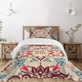 thumbnail image 3 of Ambesonne Flower Quilted Bedspread Set 2 Pcs, Ornate Floral Ethnic, Twin Size, Maroon Beige Violet Blue, 3 of 6