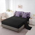 thumbnail image 3 of Catabedysis Camo Camping 7-Piece Twin Bedding For Girls,Wildlife Camper Pattern Bedding Comforter Set,Purple Black,Black Reversible, 3 of 7