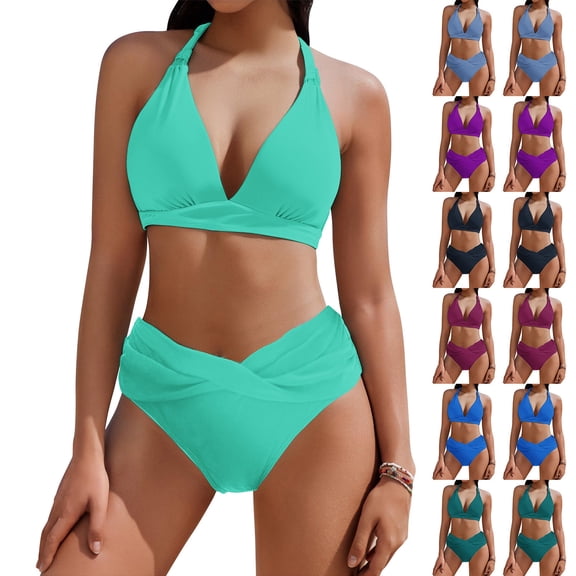 Bovxnpu Women's Bikini Swimsuits Cheeky Bikini Set, Women Oversized Sleeveless Swimsuits Split Swimsuits Sleeveless Swimwear Ladies Summer Swimwear Beach Vacation